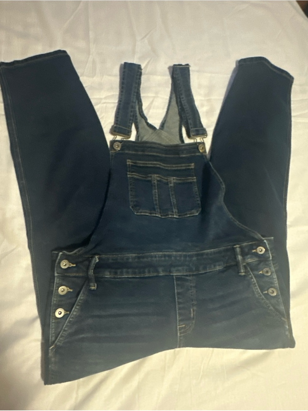 EUC Torrid Denim Overalls Women's Size 16 Medium Wash Stretch Straight Leg